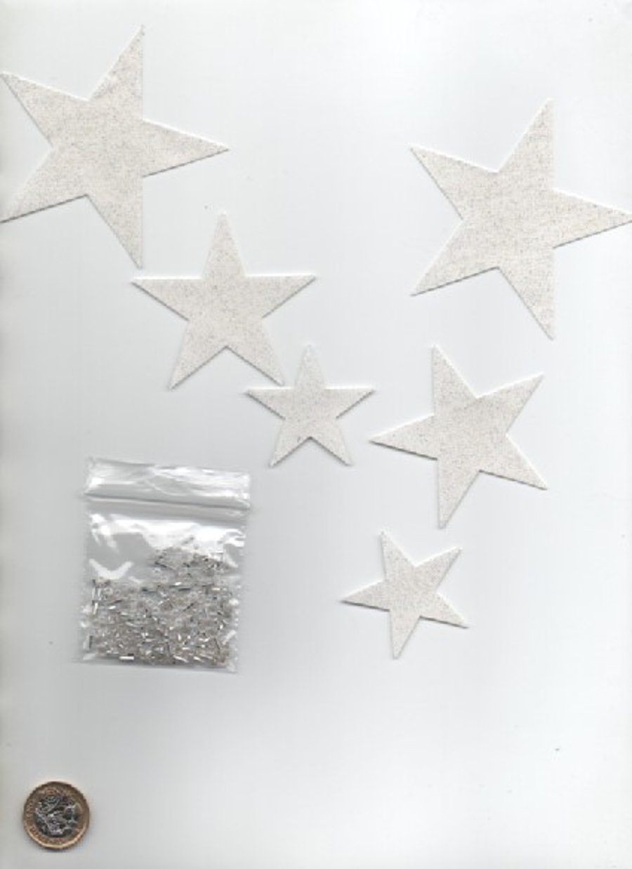 ChrissieCraft embellished APPLIQUE KIT for 6 assorted sparkly die-cut STARS