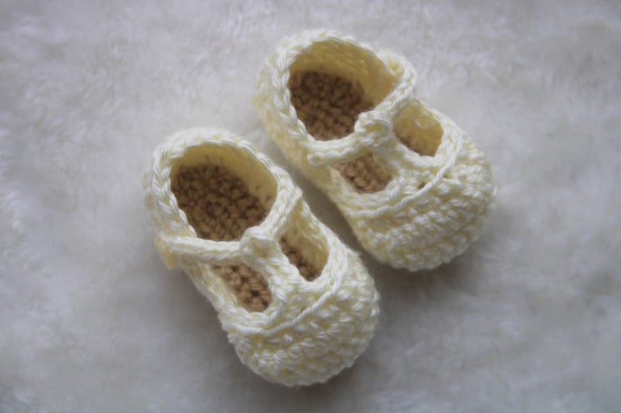 Baby T-Strap Shoes, Cream Baby Girl Shoes, Sizes Newborn - 12 Months