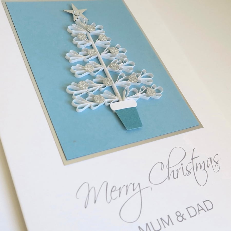 Personalised Christmas card handmade with quilling