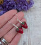 Sterling Silver Red Strawberry Lampwork Glass Earrings