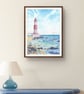 Coastal Lighthouse Art Print, Ocean Wall Decor, Nautical Beach House Artwork - Image 10