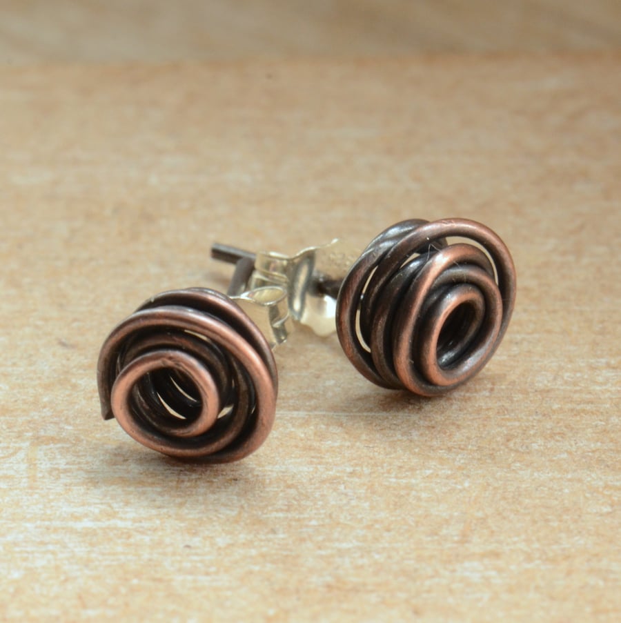 Handmade Copper Stud Earrings