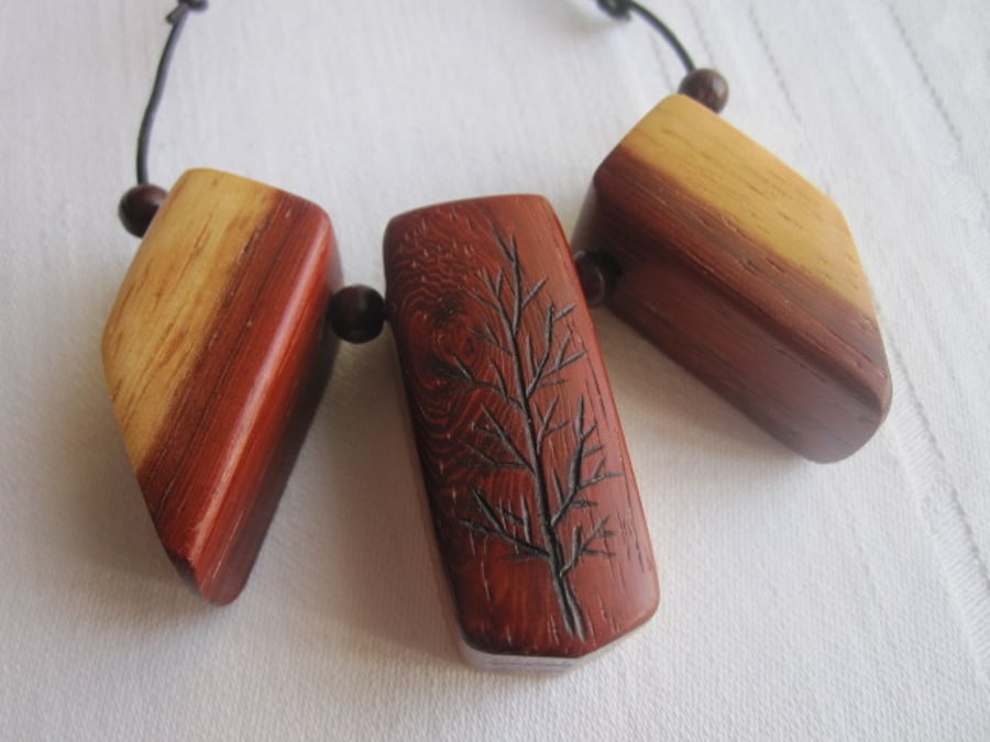 Padouk Wood Chunky Pendant