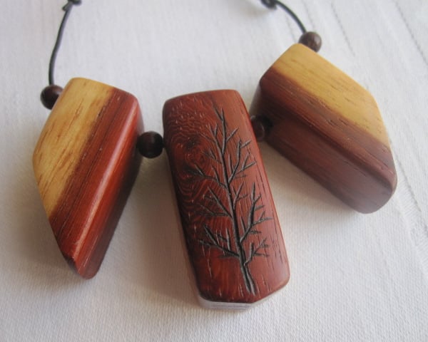 Padouk Wood Chunky Pendant
