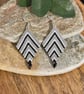 Black grey and silver beadwork diamond earrings  - Image 3