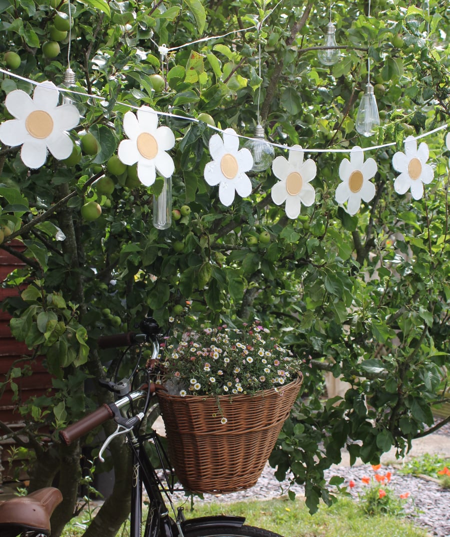 Daisy garland bunting - created from recycled fabrics