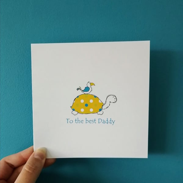 Best Daddy card, Turtle tortoise card, Father's Day Card, daddy card
