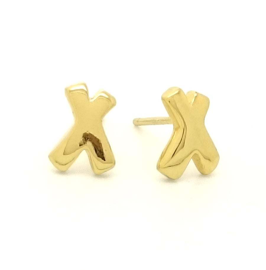 Kiss Sterling Silver Earrings, gold plated