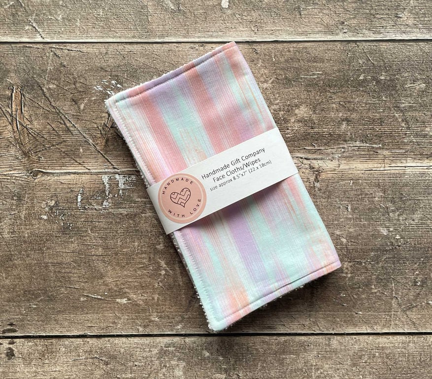 Handmade 2 Pk Face Wipes, Face Cloths, Face Flannels, Eco-Friendly Wipes-FCW13