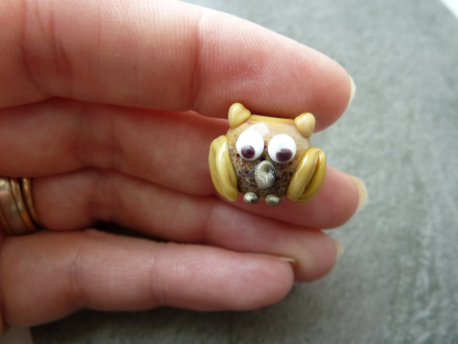 lampwork glass owl bead