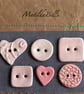 Buttons handmade Mixed set of Six ceramic pastel pink buttons