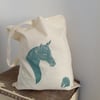 Lightweight hand printed horse tote