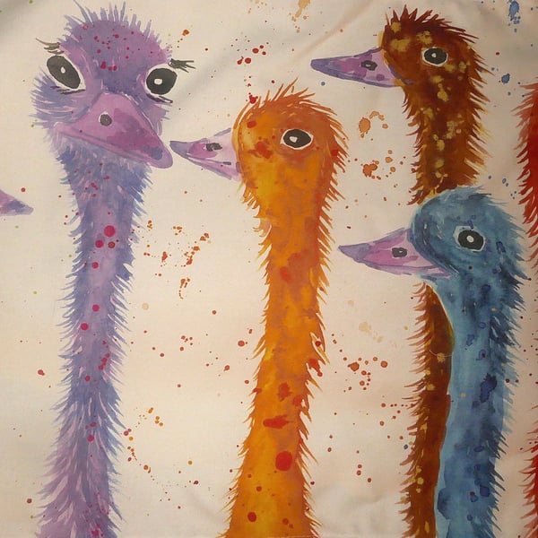 Colourful Ostriches    Teatowel 