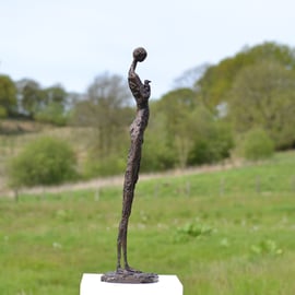Foundry Bronze 'Tenderness' Girl Holding Rabbit Statue Bronze Metal Sculpture