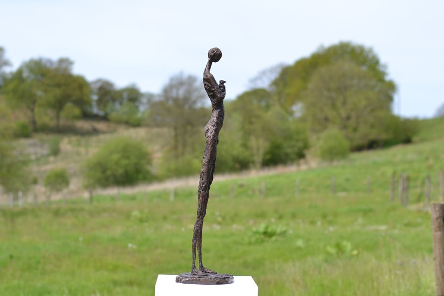 Foundry Bronze 'Tenderness' Girl Holding Rabbit Statue Bronze Metal Sculpture
