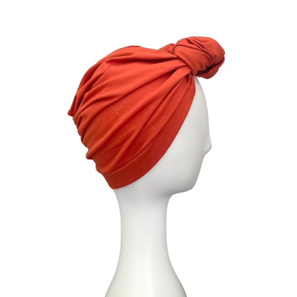 BURNT ORANGE Turban Head Wrap, Front Knot TURBAN Hat for Women, Alopecia Turban