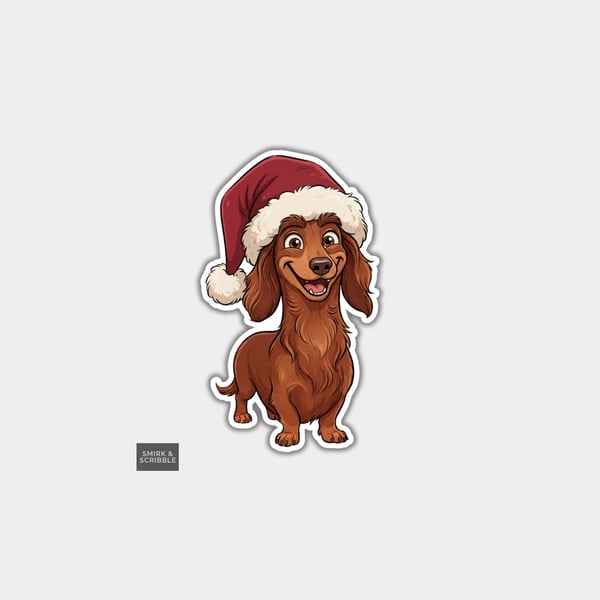 Unique Funny Christmas Sticker Xmas Decal For Adults - Dachshund Dog
