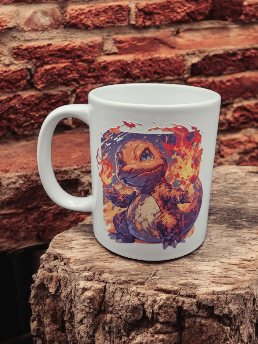New Charmander Mug Pokemon Go Fan Art Anime TV Fire Type Bright
