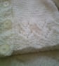 18 inch White V Neck Cardigan with Lacy Border - Image 2
