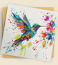 Hummingbird Art Card – Contemporary Square Greeting Card