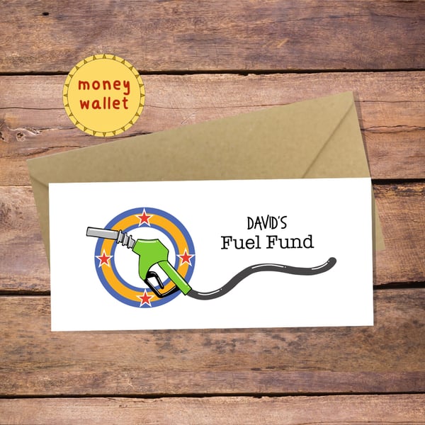 Fuel Fund Personalised Money Wallet Card - cash gift envelope