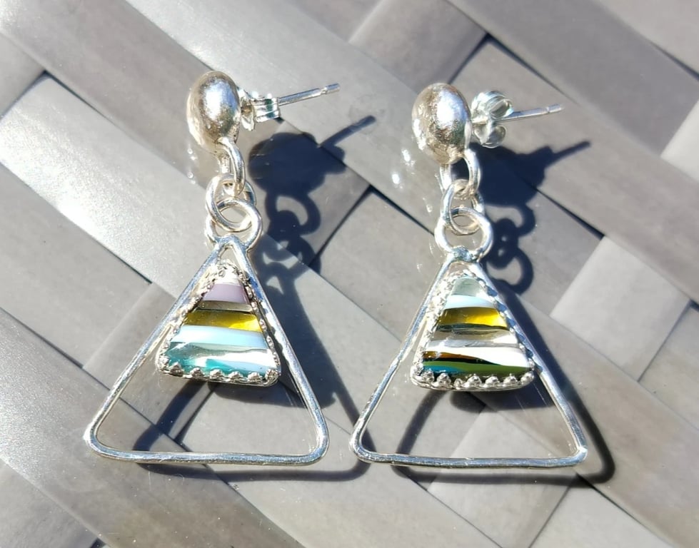 Surfite Earrings Sterling Silver Jewellery Gift Triangle Handmade 