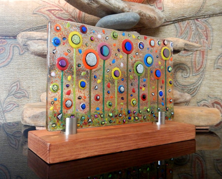 Handmade Fused Glass 'IN THE GARDEN' Picture.