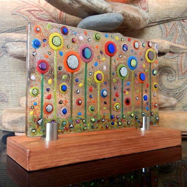 Handmade Fused Glass 'IN THE GARDEN' Picture.