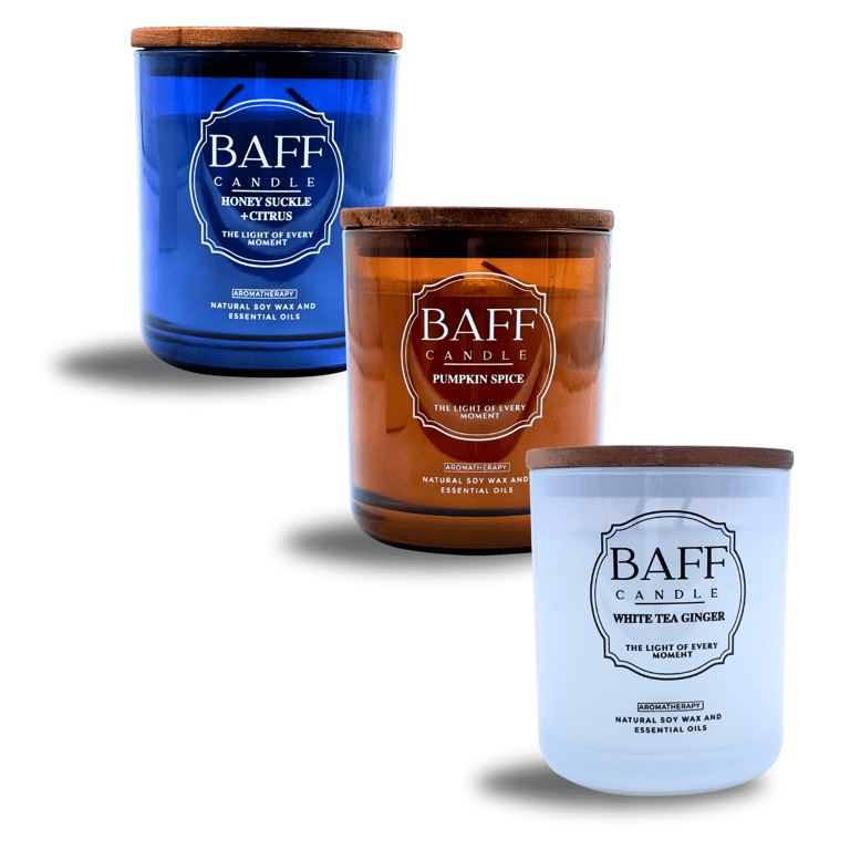  Honey Suckle and Citrus ,Pumpkin Spice , White Tea Ginge, Baff Candle