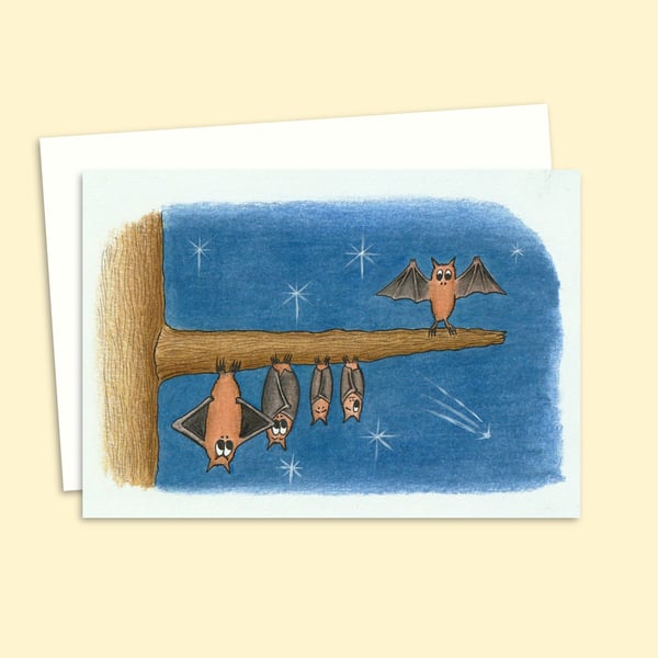 Funny Bats Greetings Card: Cute Hand Drawn Illustration For Any Occasion (209)
