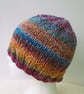 Multi coloured stripey chunky beanie hat for an adult - Image 1
