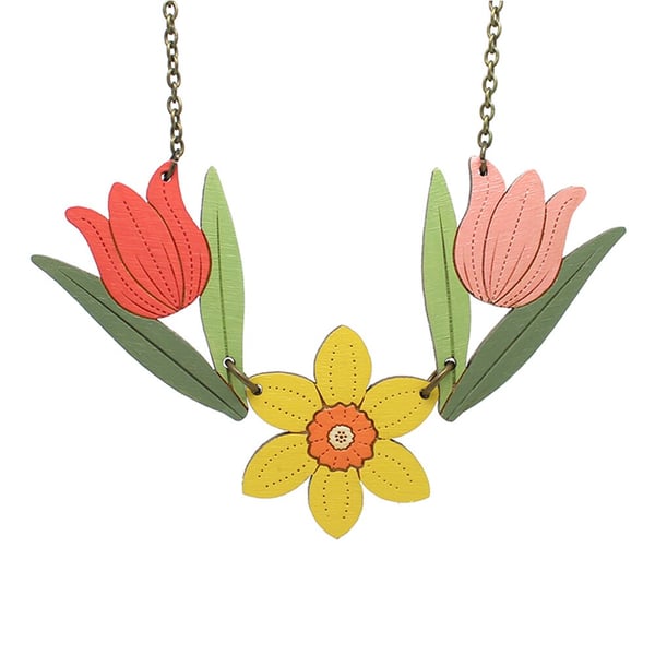 Spring Tulips and Daffodil Necklace