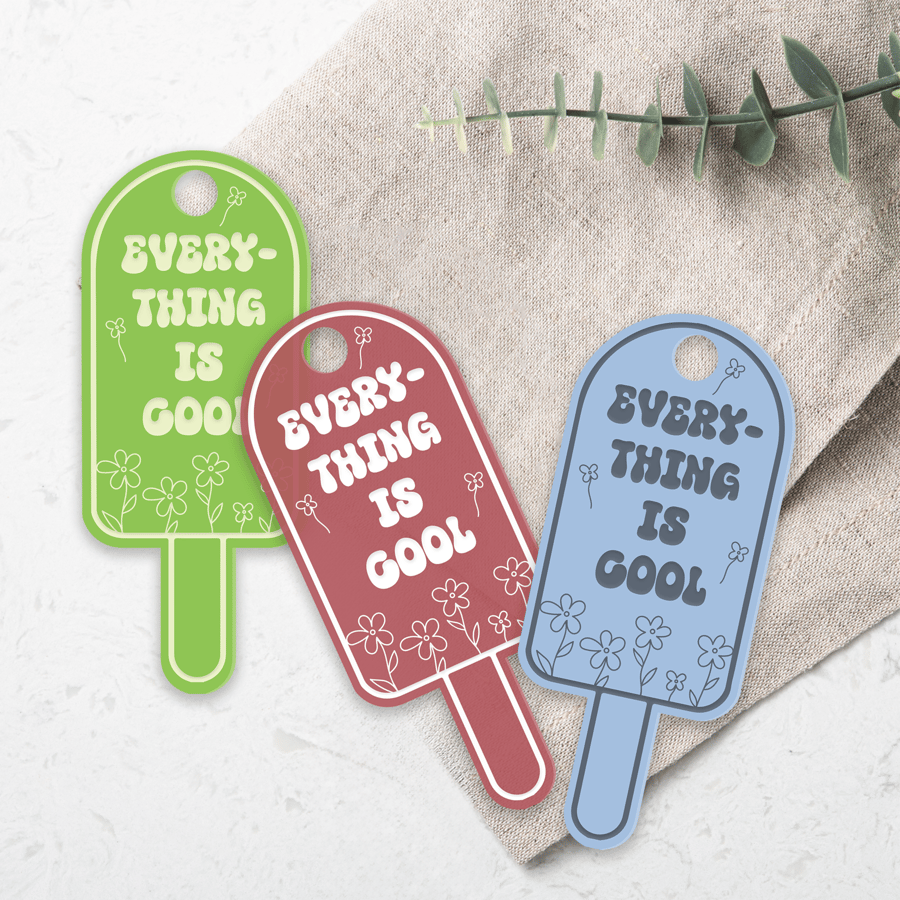 Everything Is Cool, Ice Cream Flower Keyring, Car Accessory, Acrylic Keyring