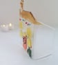 Christmas cottage tealight cover, seasonal decor, festive ornament, fused glass. - Image 3