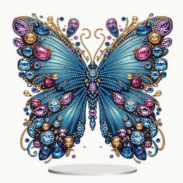 5D DIY Crystal Blue Butterfly Diamond Painting Kit Embroidery Rhinestone Acrylic