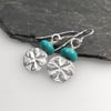 Sterling silver and turquoise Flower earrings