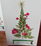Handmade Christmas tree pressed flower greeting cards. Set of FOUR. 