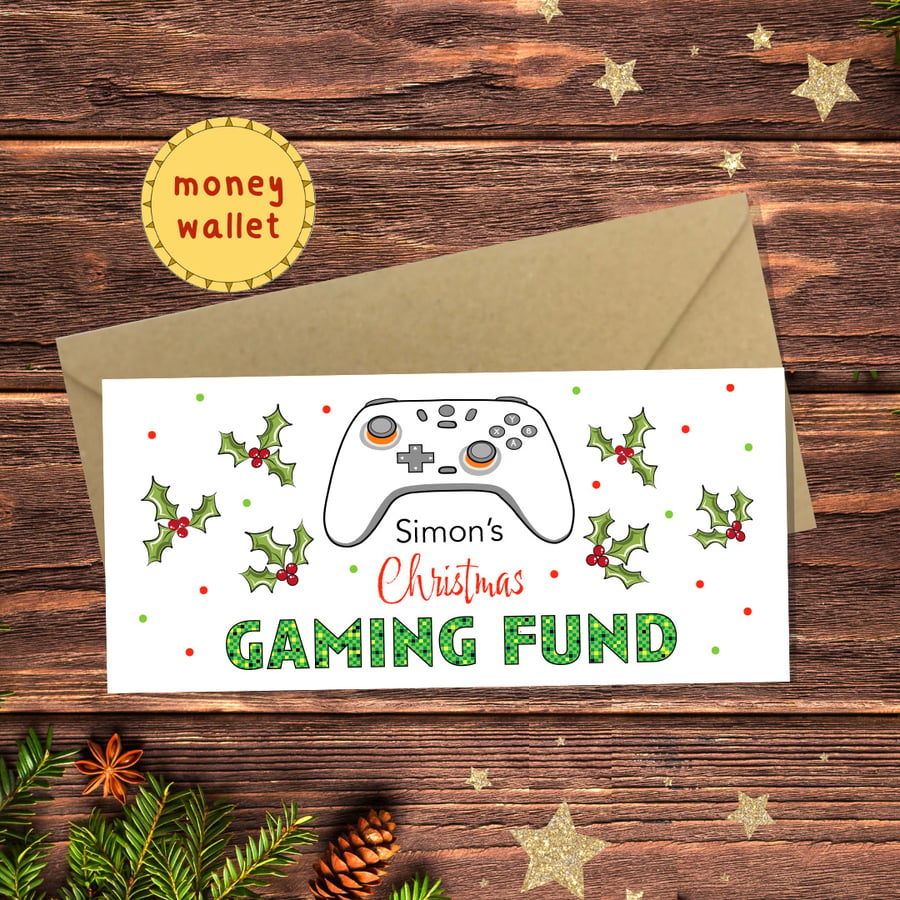 Christmas Gaming Fund Money Wallet Card - cash gift, money envelope