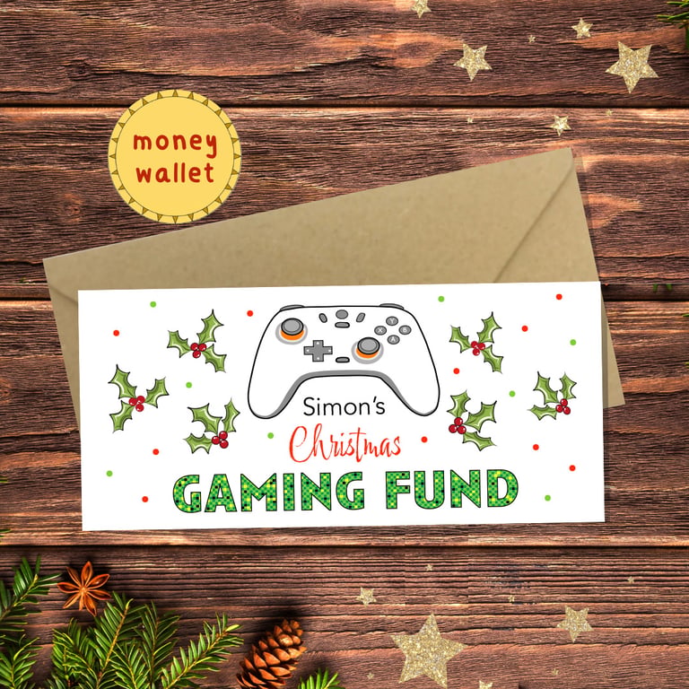 Christmas Gaming Fund Money Wallet Card - cash gift, money envelope