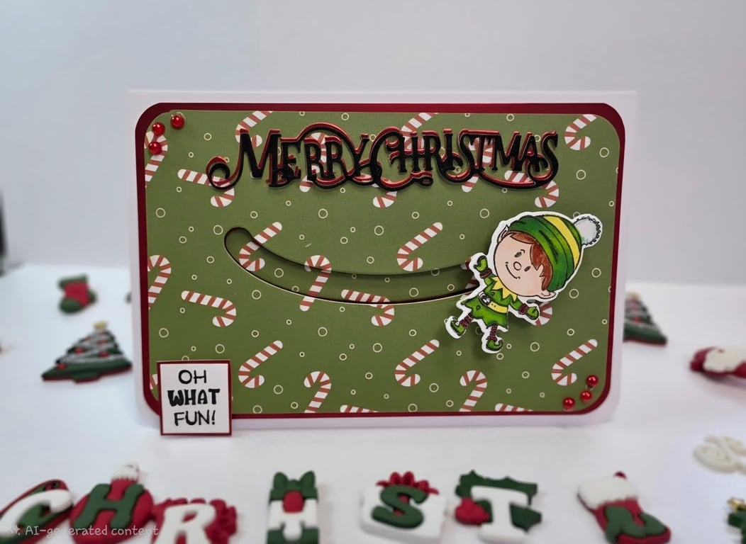 Merry Christmas Elf Slider Card