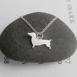 dachshund necklace in sterling silver, sausage dog necklace