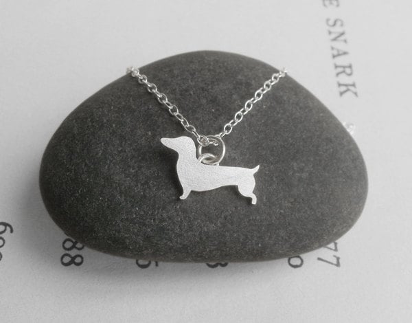 dachshund necklace in sterling silver, sausage dog necklace