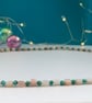 Mermaid's Treasure pink Opal and turquoise bead necklace. 