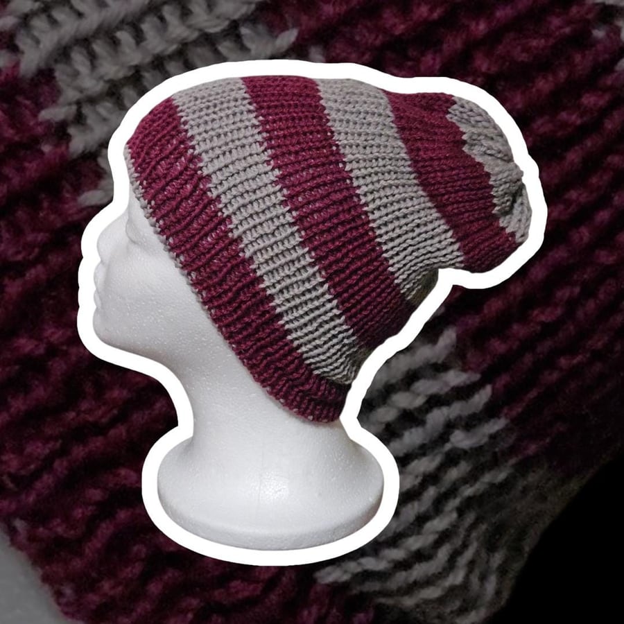 Beanie hat, Striped (handmade)