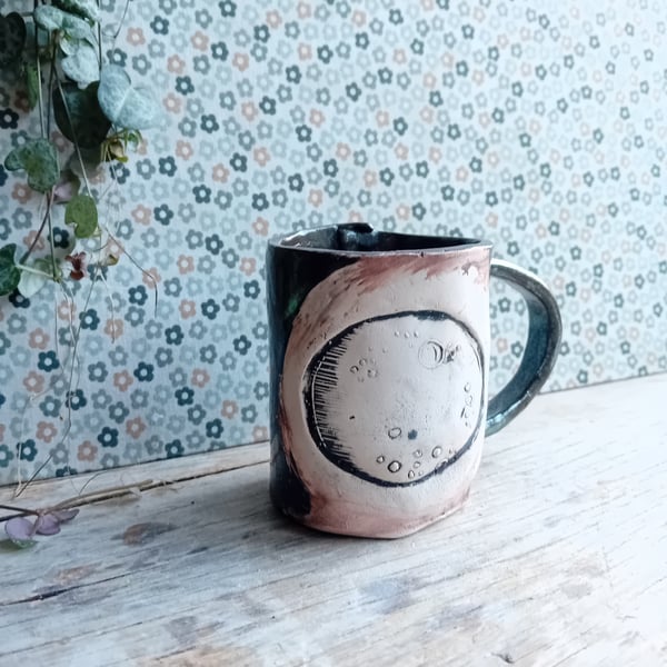 Ceramic handmade small tea cup espresso mug little moon