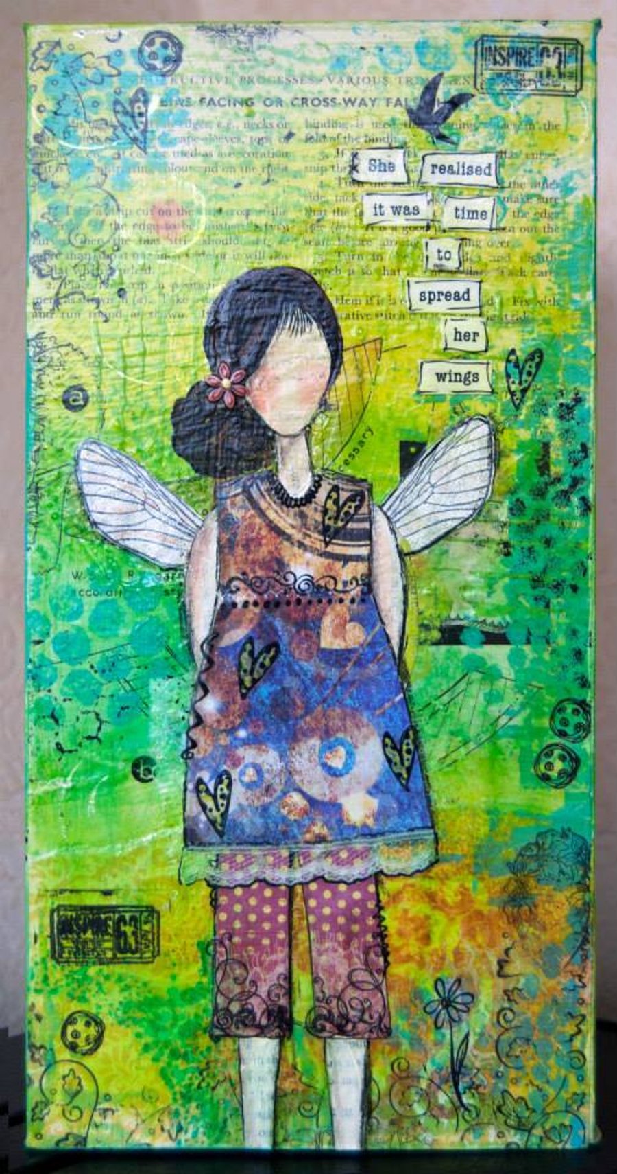 Time to Spread her Wings - Mixed media painting