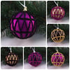 Christmas baubles boxed set of 6 large decorated with crochet lace (A40)