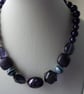 DARK VIOLET AND SILVER CHUNKY NECKLACE.  - Image 5