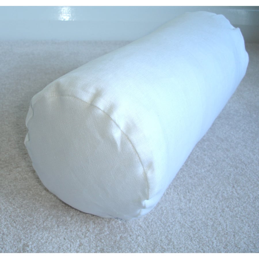 Linen Bolster COVER ONLY 16"x6" Cushion Case White Linen Round Cylinder Pillow