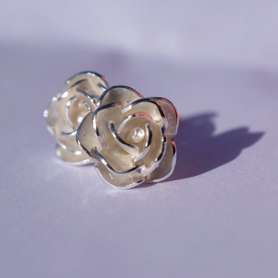 Silver Rose Earrings: Handmade with Sterling Silver